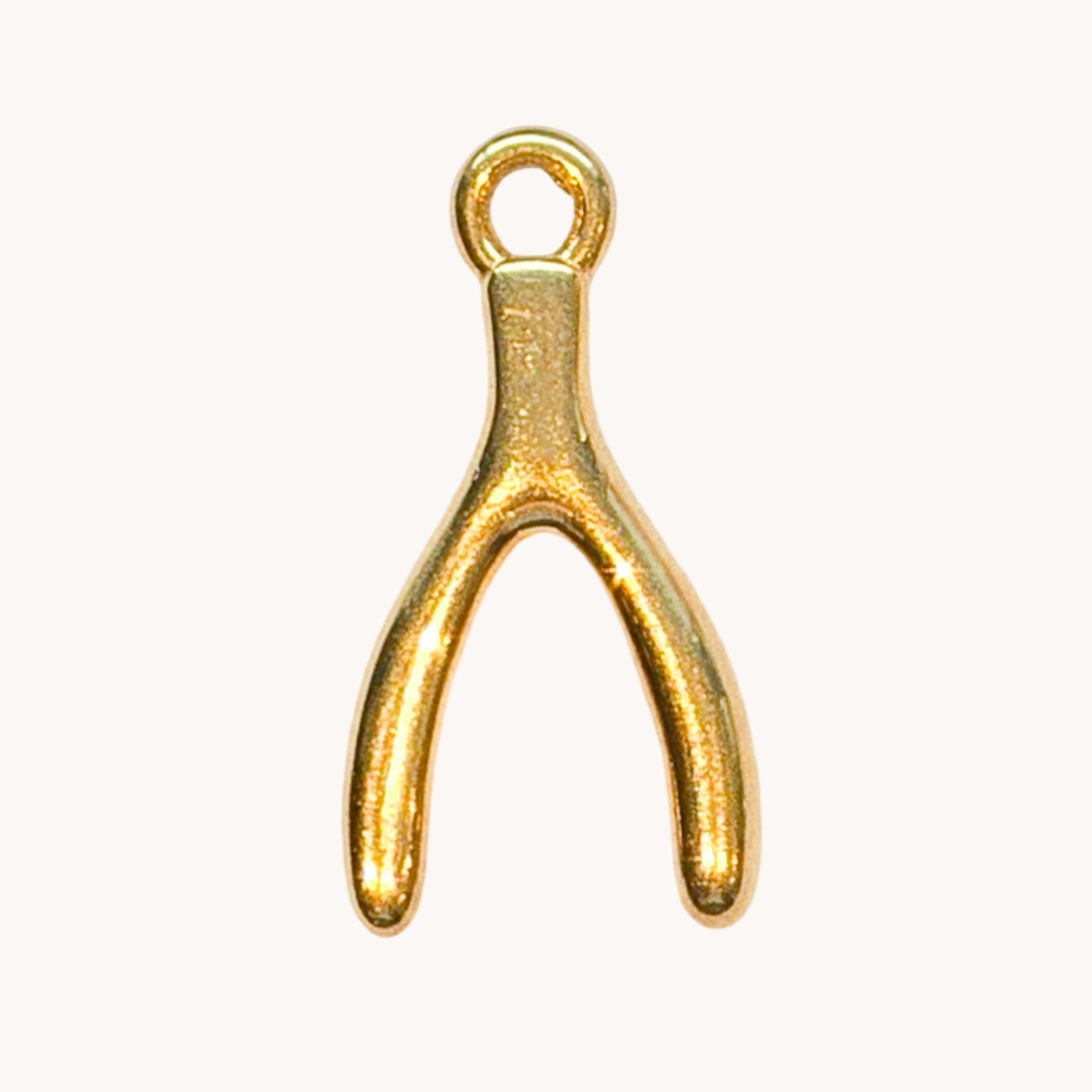 Gold Wishbone Charm