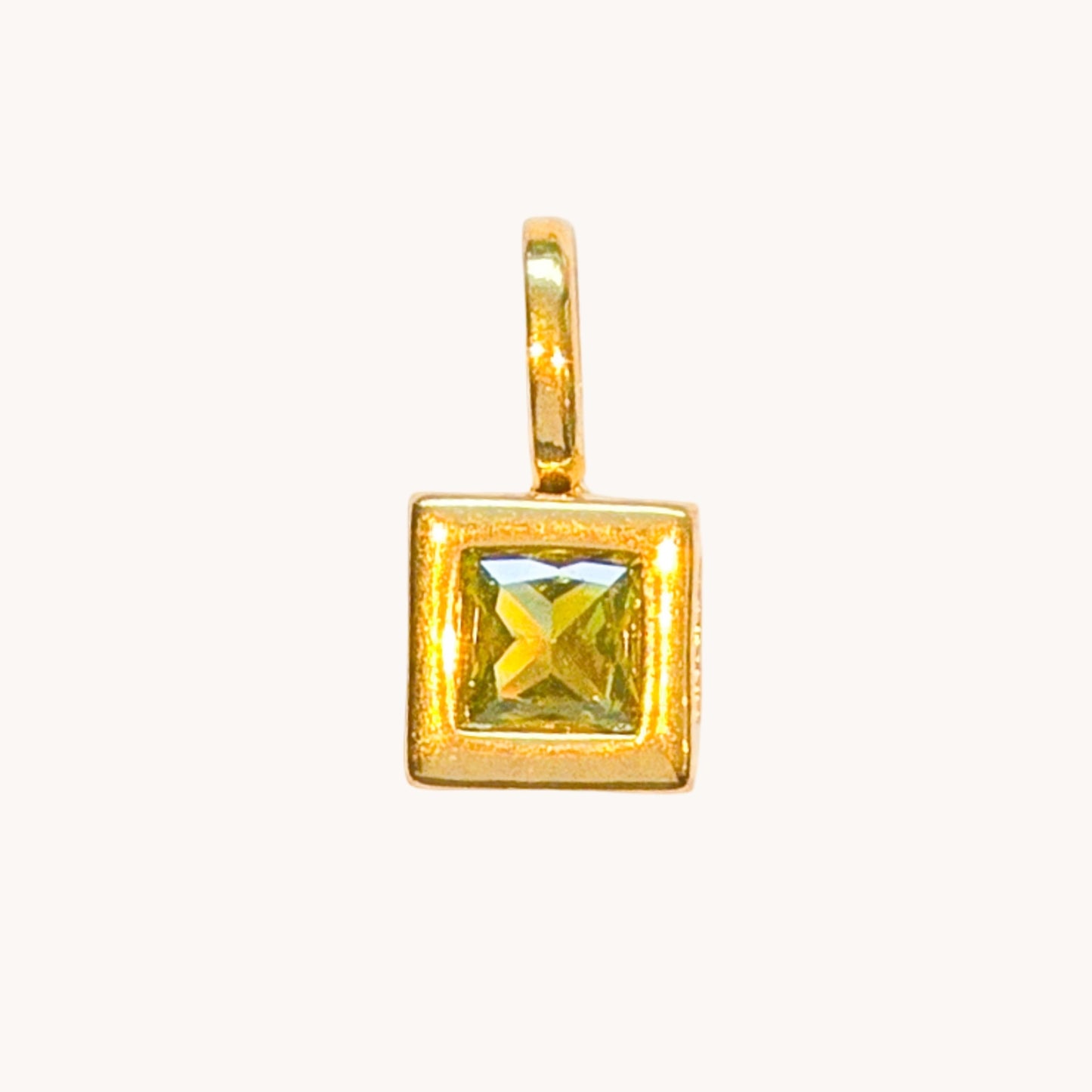 Gold Yellow Gem Square Charm