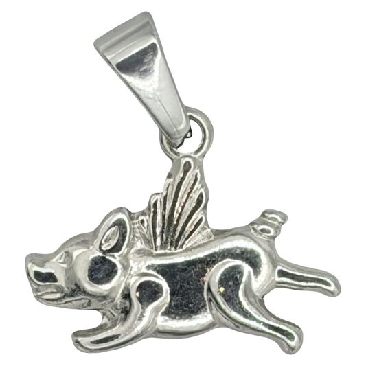 Silver Flying Pig Charm