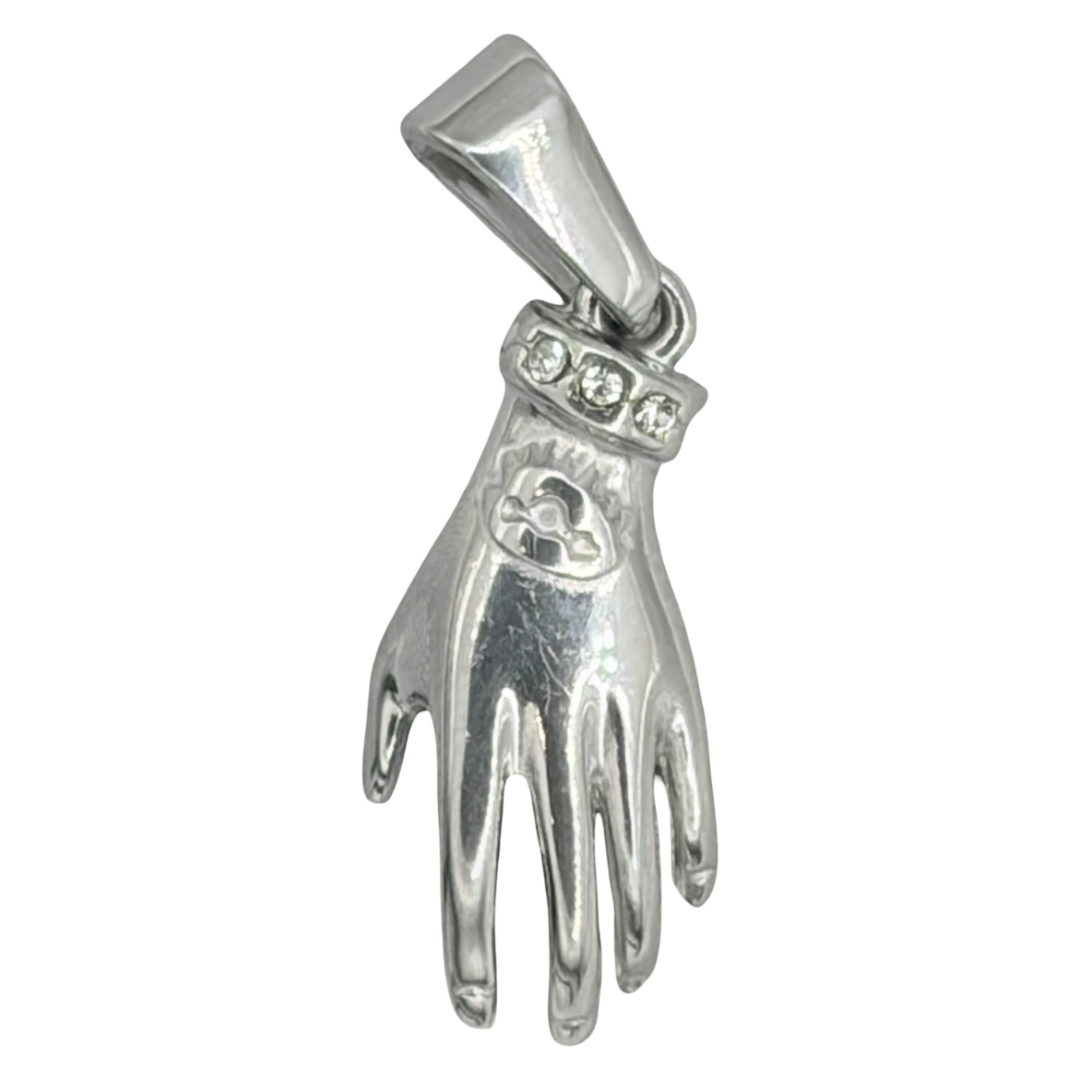 Silver Crystal Evil Eye Hand Cuff Charm
