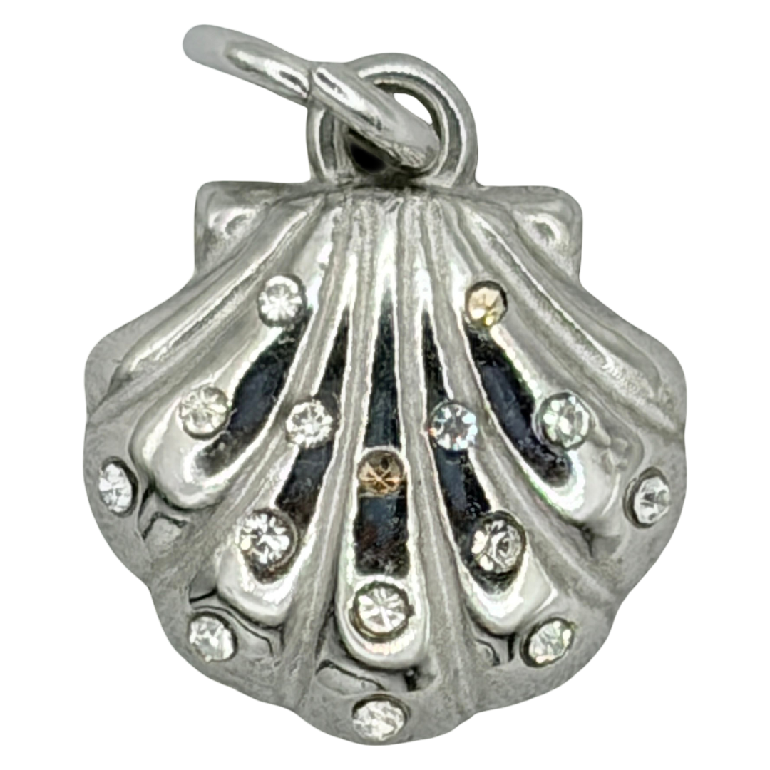 Silver Pavé Crystal Scallop Shell Charm
