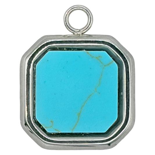 Silver Square Bezel Turquoise Charm